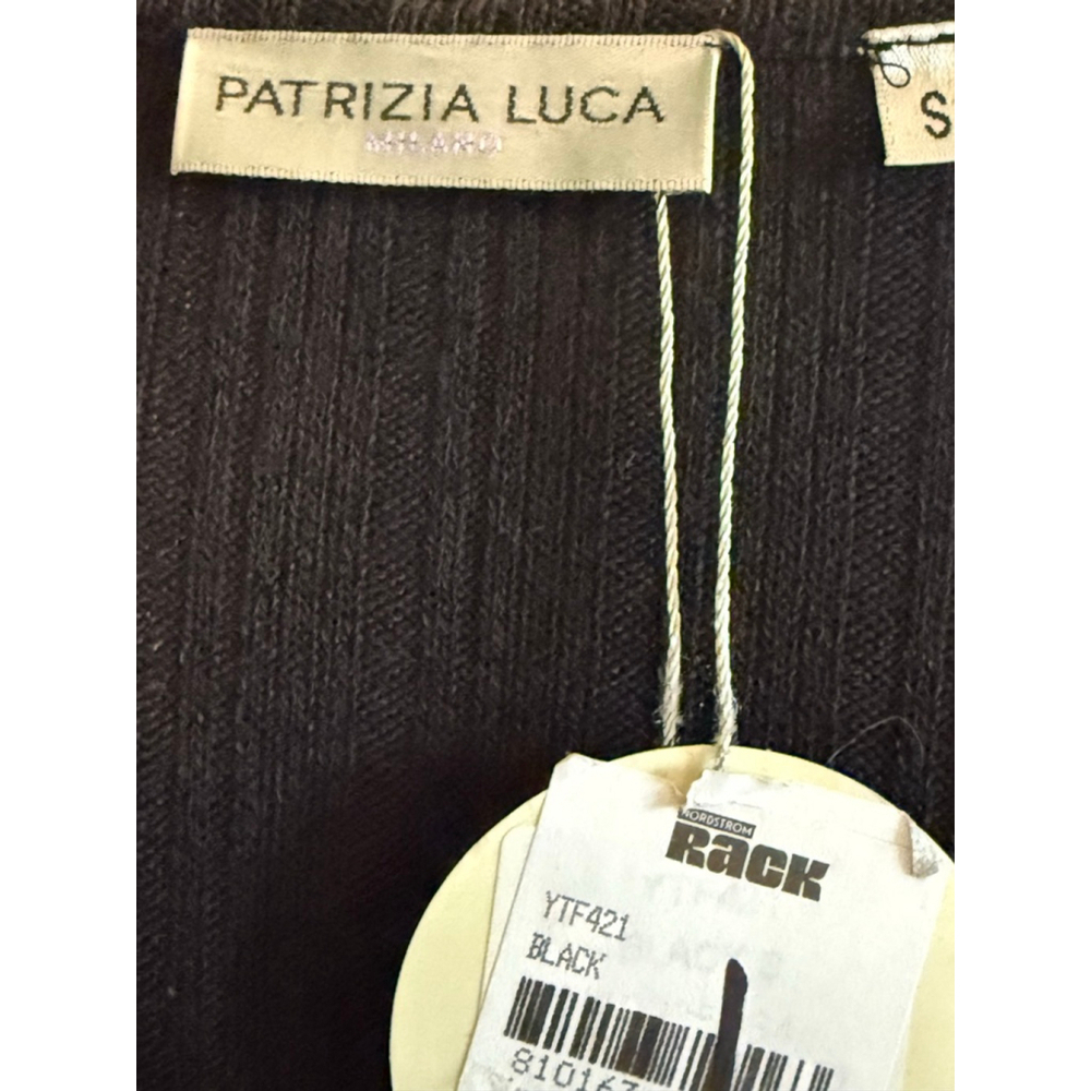 Patrizia Luca Milano Black Textured Wrap Front Long Sleeve Top | Size Small | NW - Picture 4 of 5